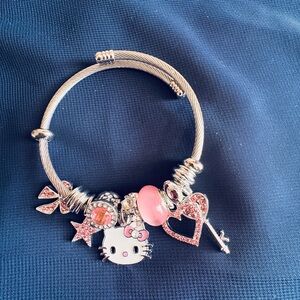 Hello Kitty Silver and Pink Charm Bracelet